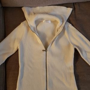 COPY - FINAL PRICE White LOFT Zip-Up Sweater